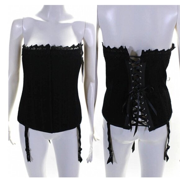 NWT Grenier Black Lace Up Overbust Corset Size 4 M/L - Picture 1 of 9